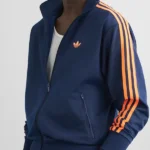 Adidas Firebird Orange Stripe Indigo Front Jacket