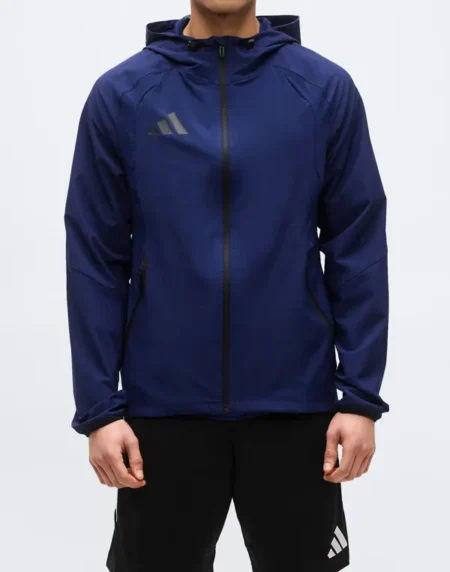 Adidas Tiro Travel Windbreaker Blue Front Jacket