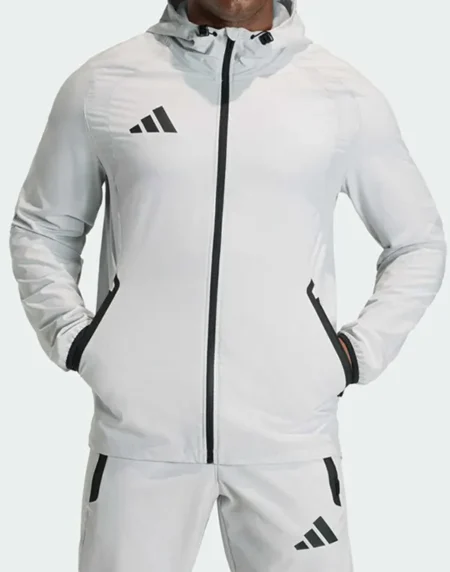 Adidas Tiro Travel Windbreaker White Front Jacket