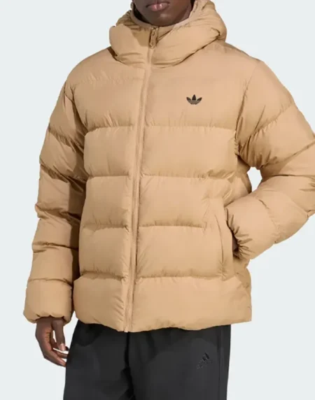 Adidas Tonal Beige Puffer Front Jacket