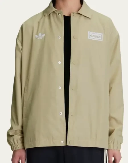 Adidas x Oasis Tour Coach Beige Front Jacket