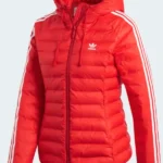 3-Stripe Padded Slim Red Jacket