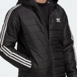 Adicolor Trefoil 3 Stripe Black Puffer Jacket