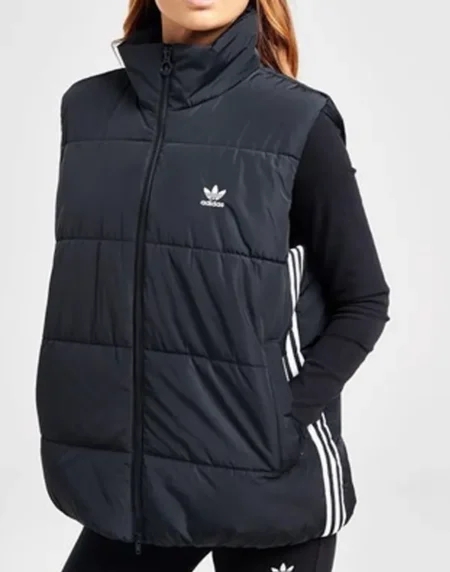 3 Stripes Loose Insulated Black Vest