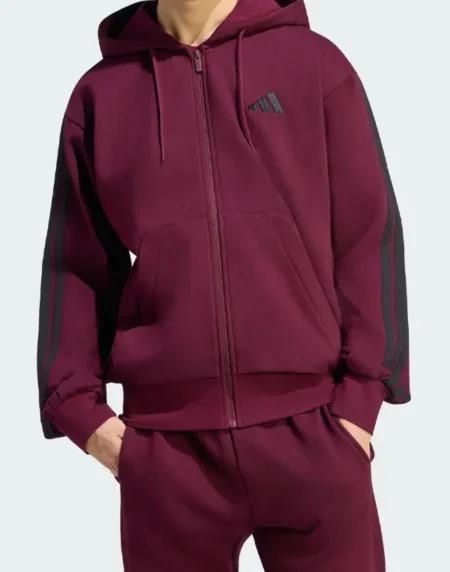 Adidas Essentials Maroon Fleece Hoodie