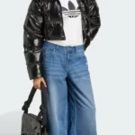 Adidas Essentials Glossy Cropped Puffer Black Jacket